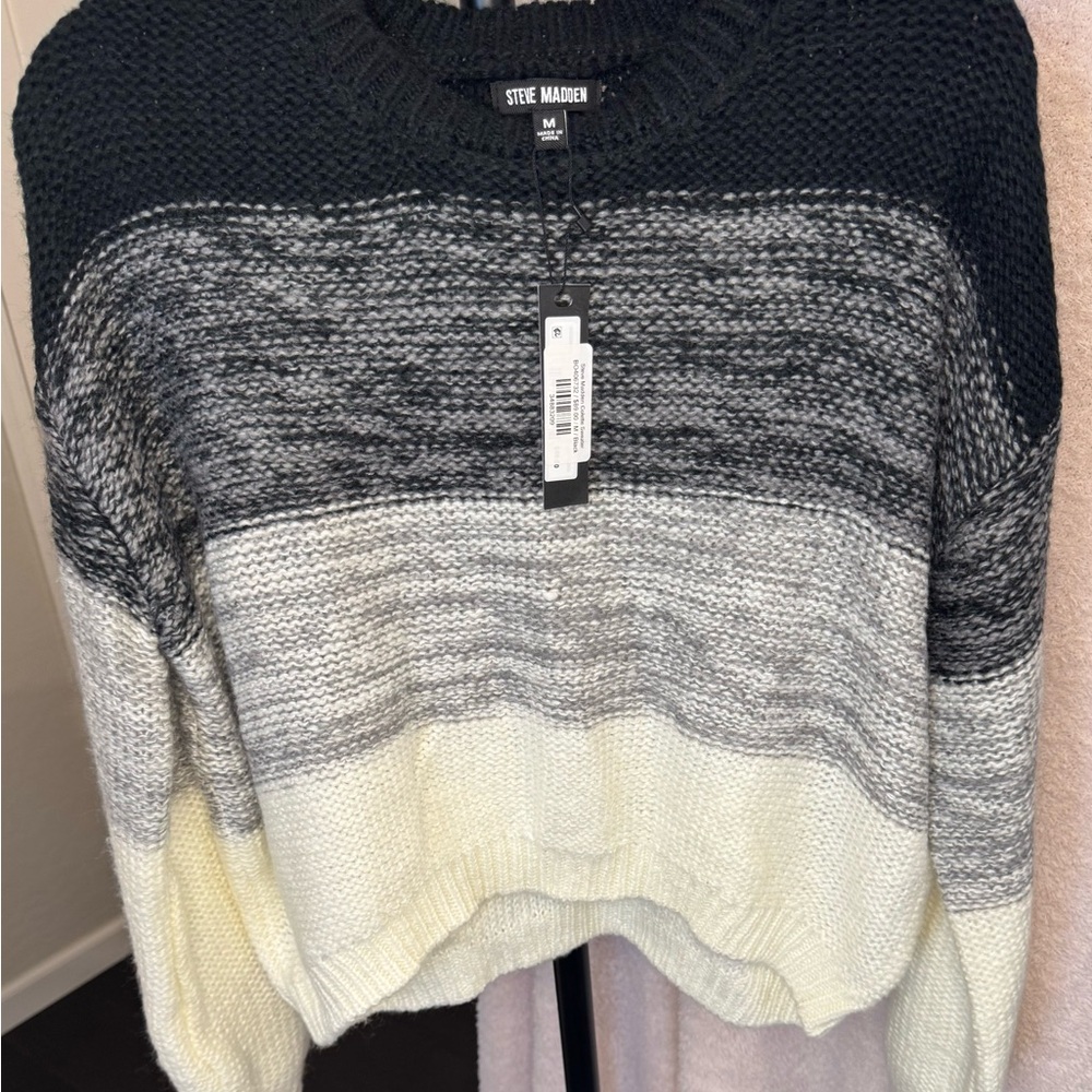 Steve Madden NWT Women's Striped Sweater - Black, Gray, Cream